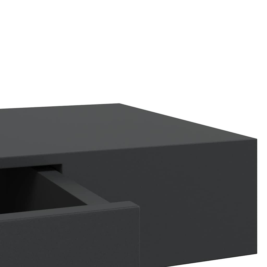 Musta kelluva seinähylly vetolaatikolla Eustrela 80x25x8cm