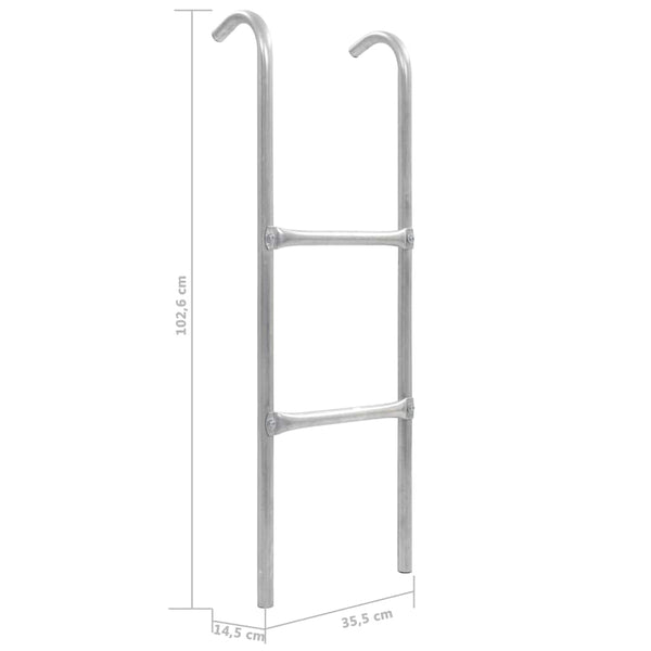 2-askelmaiset trampoliinin tikkaat teräs hopea 102,6 cm