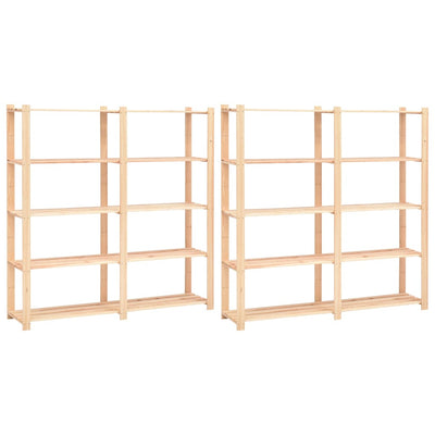 5-kerroksiset varastohyllyt 2kpl 170x38x170cm täysi mänty 500kg