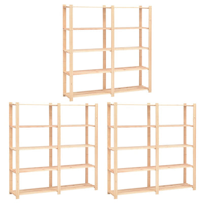 5-kerroksiset varastohyllyt 3kpl 170x38x170cm täysi mänty 500kg