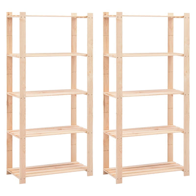 5-kerroksiset varastohyllyt 2 kpl 80x38x170cm täysi mänty 250kg