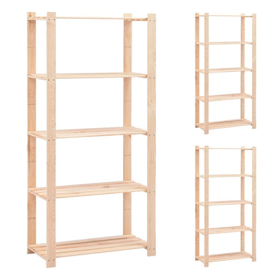 5-kerroksiset varastohyllyt 3 kpl 80x38x170cm täysi mänty 250kg