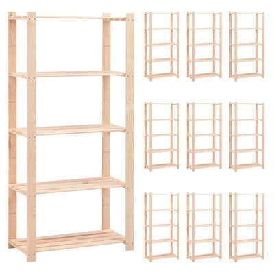 5-kerroksiset varastohyllyt 10 kpl 80x38x170 cm täysmänty 250kg