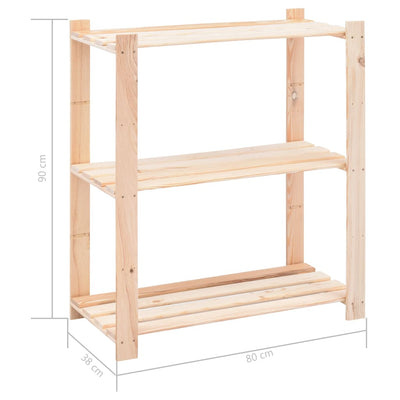 3-kerroksiset varastohyllyt 2 kpl 80x38x90 cm täysi mänty 150kg