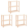 3-kerroksiset varastohyllyt 3 kpl 80x38x90 cm täysi mänty 150kg