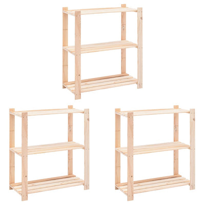 3-kerroksiset varastohyllyt 3 kpl 80x38x90 cm täysi mänty 150kg
