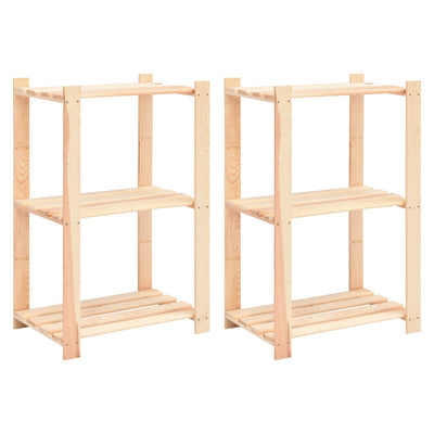 3-kerroksiset varastohyllyt 2 kpl 60x38x90 cm täysi mänty 150kg
