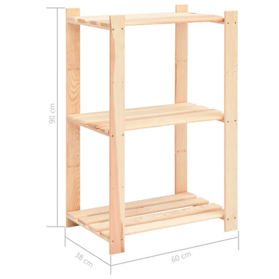 3-kerroksiset varastohyllyt 2 kpl 60x38x90 cm täysi mänty 150kg