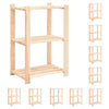 3-kerroksiset varastohyllyt 10 kpl 60x38x90cm täysi mänty 150kg