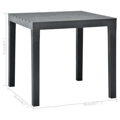 Puutarhapöytä antrasiitti 78x78x72 cm muovi