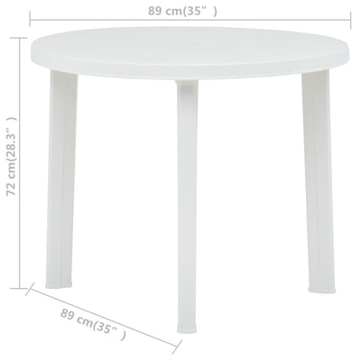 Puutarhapöytä valkoinen 89 cm muovi