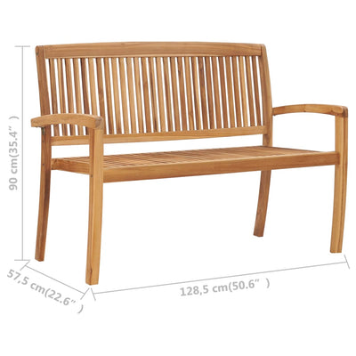 2-istuttava pinottava puutarhapenkki 128,5 cm täysi tiikki