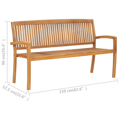 3-istuttava pinottava puutarhapenkki 159 cm täysi tiikki