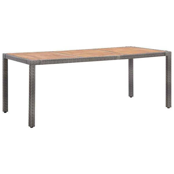 Puutarhapöytä harmaa 190x90x75 cm polyrottinki ja akaasiapuu