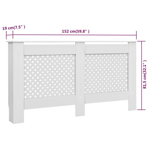 Valkoinen lämpöpatterin suojat Constantuin 152x19x81,5cm (2 kpl mdf)