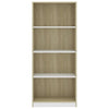 4-tasoinen kirjahylly valk./Sonoma-tammi 60x24x142 cm lastulevy