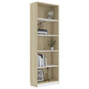 5-tasoinen kirjahylly valk./Sonoma-tammi 60x24x175 cm lastulevy