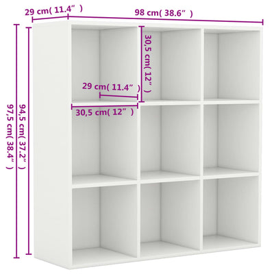 Kirjahylly valkoinen 98x29x97,5 cm tekninen puu