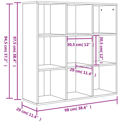Kirjahylly betoninharmaa 98x29x97,5 cm tekninen puu