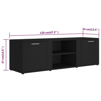 TV-taso musta 120x34x37 cm tekninen puu
