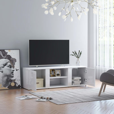 TV-taso korkeakiilto valkoinen 120x34x37 cm tekninen puu