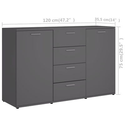 Senkki harmaa 120x35,5x75 cm tekninen puu
