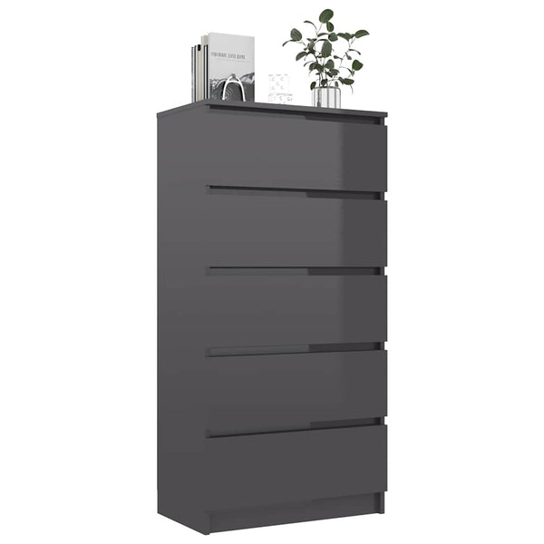 Lipasto korkeakiilto harmaa 60x35x121 cm lastulevy