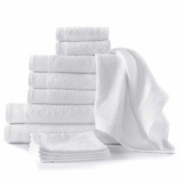 12-osainen pyyhesarja puuvilla 450 g/m² valkoinen