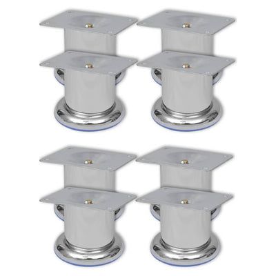 Sohvanjalat 8 kpl pyöreät kromi 60 mm