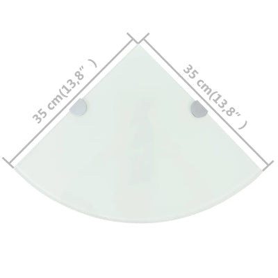 Kulmahyllyt 2 kpl kromisilla kiinnikkeillä valk. lasi 35x35 cm