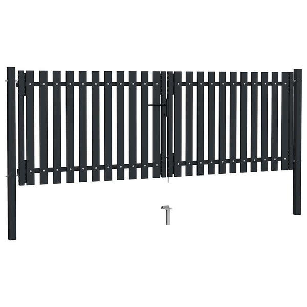 Kaksoisoviaitaportti teräs 300x125 cm antrasiitti