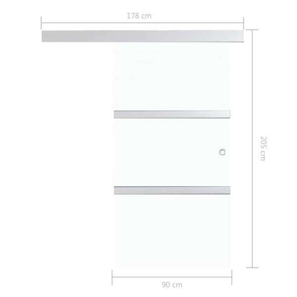 Liukuovi soft-stopeilla ESG-lasi ja alumiini 90x205 cm