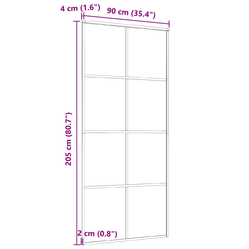 Musta liukuovi alumiini ja esg-lasi Botezatu 90x205cm