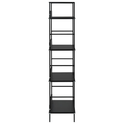 4-tasoinen kirjahylly musta 60x27,6x124,5 cm tekninen puu