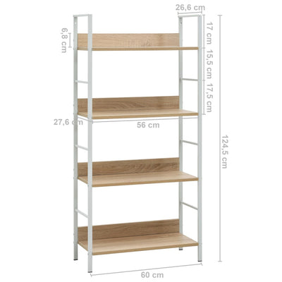 4-tasoinen kirjahylly tammi 60x27,6x124,5 cm tekninen puu