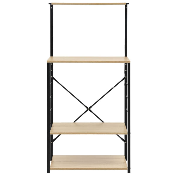 Musta ja tammi mikroaaltouunikaappi Amancei 60x39,6x123cm (puinen)