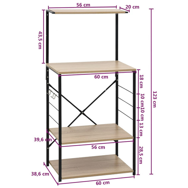 Musta ja tammi mikroaaltouunikaappi Amancei 60x39,6x123cm (puinen)