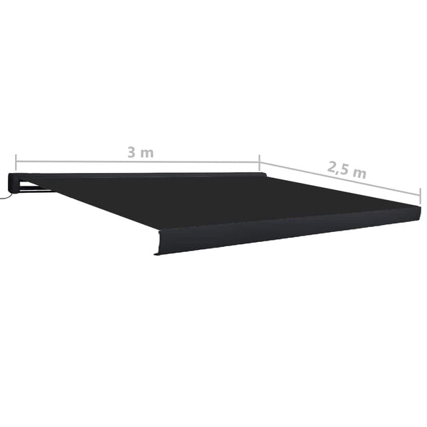 Moottoroitu kasettimarkiisi 300x250 cm antrasiitti