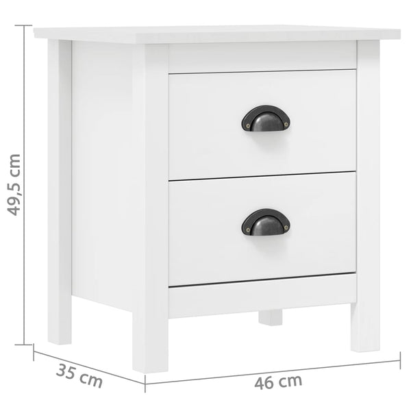 Hill yöpöytä Musteta valkoisena 46x35x49,5cm (2 kpl mänty)