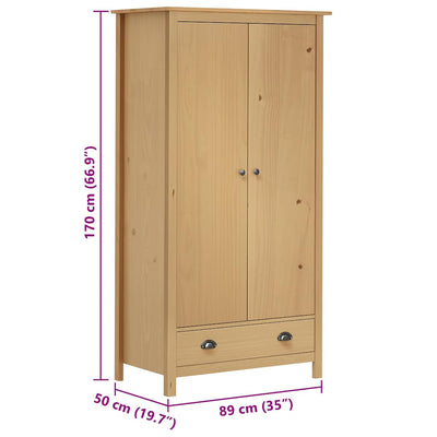 Kaksiovinen vaatekaappi hill Meitner 89x50x170cm (mänty)