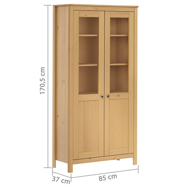 Vitriini Hill hunajanruskea 85x37x170,5 cm täysi mänty
