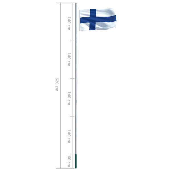 Suomen lippu ja tanko alumiini 6,2 m