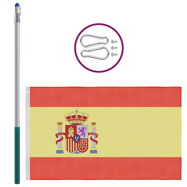 Espanjan lippu ja tanko alumiini 6 m