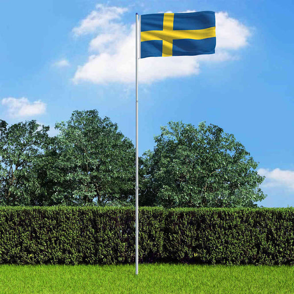 Ruotsin lippu ja tanko alumiini 6 m