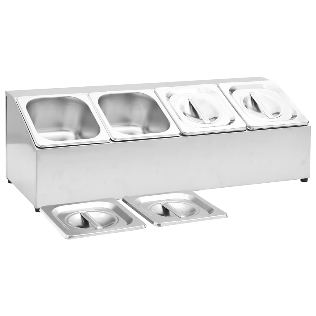 Ruostumattomasta teräksestä valmistettu ruokavuokateline Balc GN 1/6 (4 kpl)