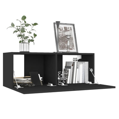 TV-taso musta 80x30x30 cm tekninen puu
