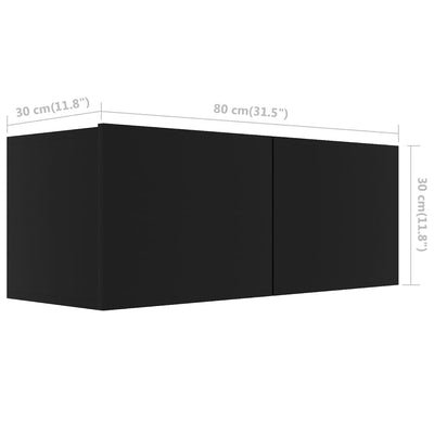 TV-taso musta 80x30x30 cm tekninen puu