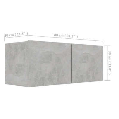 TV-taso betoninharmaa 80x30x30 cm tekninen puu