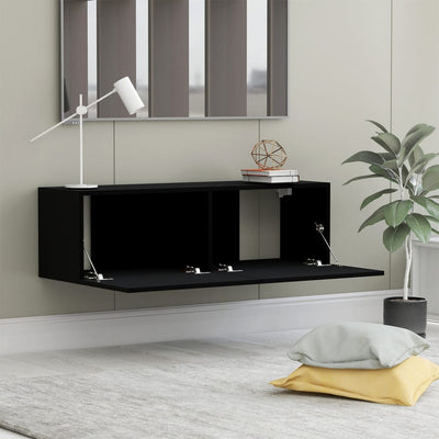 TV-taso musta 100x30x30 cm tekninen puu