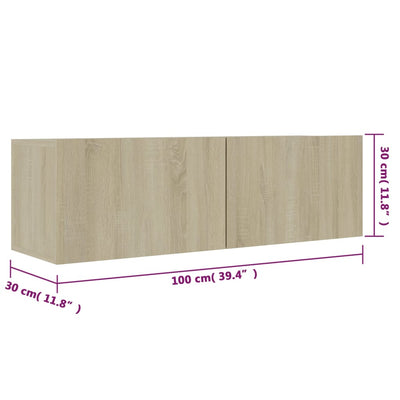 TV-taso Sonoma-tammi 100x30x30 cm tekninen puu
